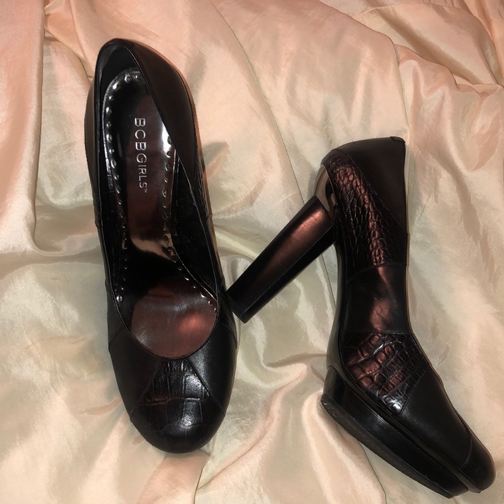 BCBG black leather heels.